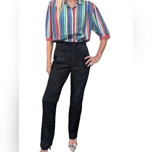 Real Clothes Genuine Leather High Rise Slim Pants Black Size 2